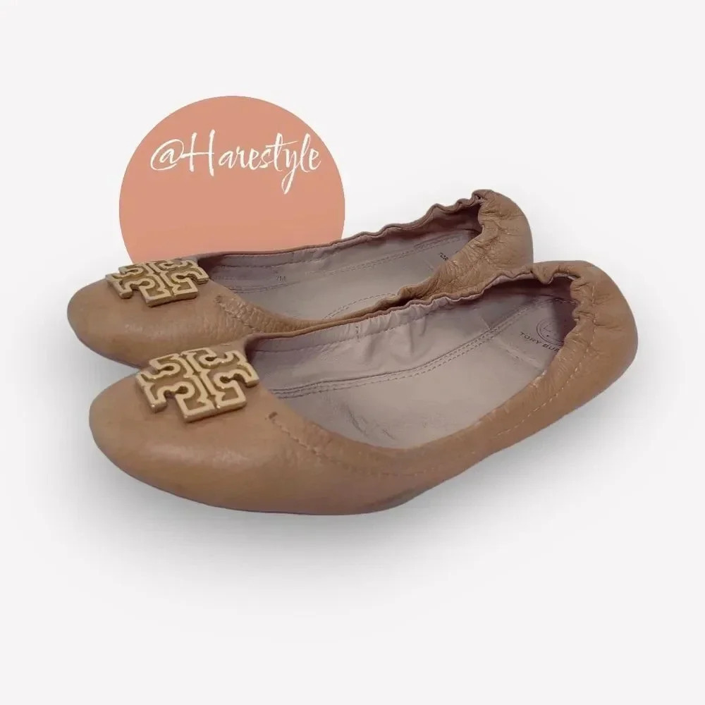 Tory Burch signature tan ballet flats 7